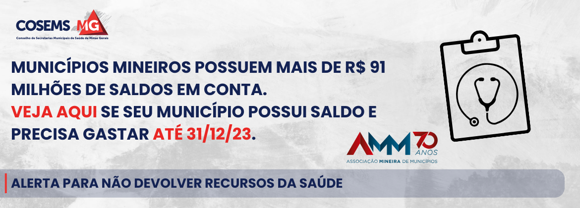 ALERTA PARA NÃO DEVOLVER RECURSOS DA SAÚDE