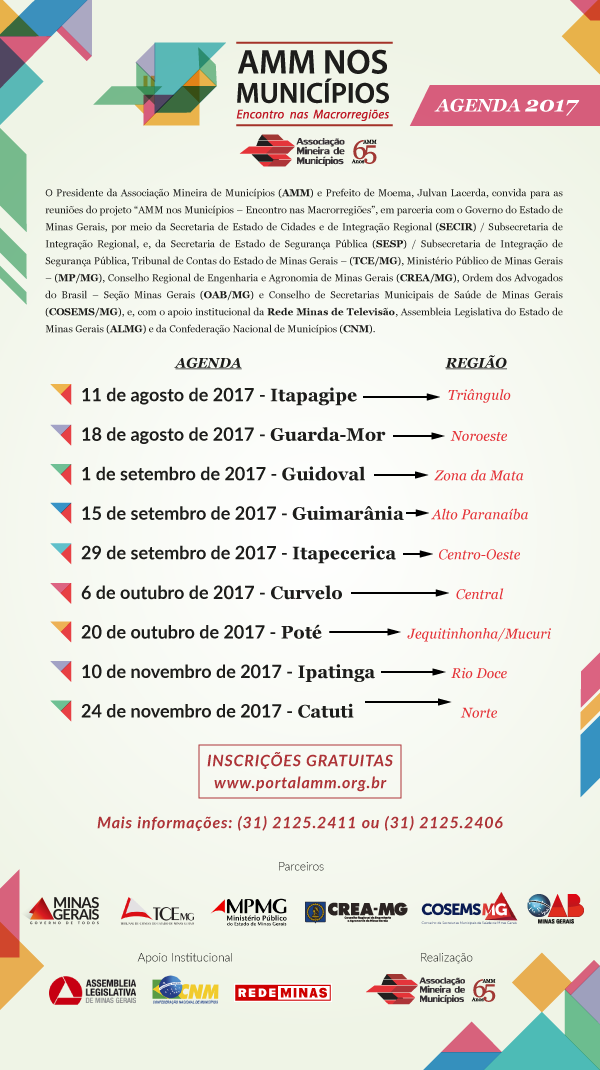 CALENDÁRIO GERAL AMM NOS MUNICÍPIOS